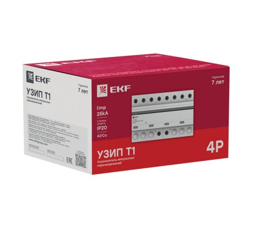 Устройство защиты от импульсных перенапряжений Тип 1 Iimp 25kA (10/350s) 4P EKFspd-t1-25-4pEKF