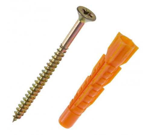 Саморез ШУж 5,0х70 пот. гол. + дюбель унив 8х52 (9 шт) - пакет ( 0,064 кг)  112941  Tech-KREP