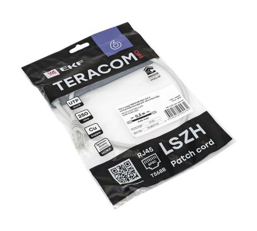 Патч-корд TERACOM PRO Cat.6 неэкранированный UTP оболочка LSZH серый (0,5м)  TRP-6UTP-LSH-05M-GY  EKF