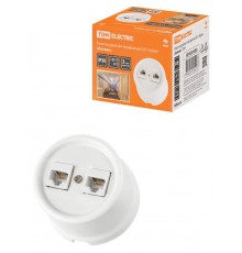 Розетка двойная телефонная RJ11 белая "Болонь"  SQ1820-0050  TDM