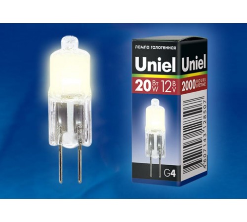Лампа галогенная  ESL JC 20W G4 12V CL Картонная коробка  00481  Uniel