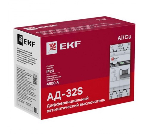 Выключатель автоматический дифференциального тока АД-32 (селективный) 1п+N 50A C 300мА тип AC PROxima  DA32-50-300S-pro  EKF (замена - D63N26ES50C30