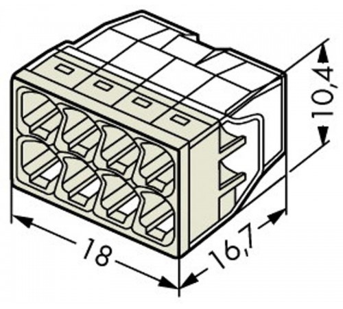 Клемма 8-проводная 0.5-2.5мм2 одножильный серый (уп/50шт)  2273-208  WAGO
