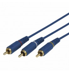 Шнур 3 RCA - 3 RCA, 1,5м, синий (GOLD) REXANT  17-0202-1  REXANT