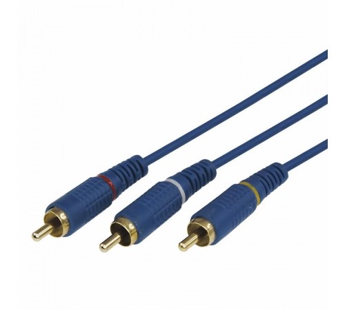Шнур 3 RCA - 3 RCA, 1,5м, синий (GOLD) REXANT  17-0202-1  REXANT