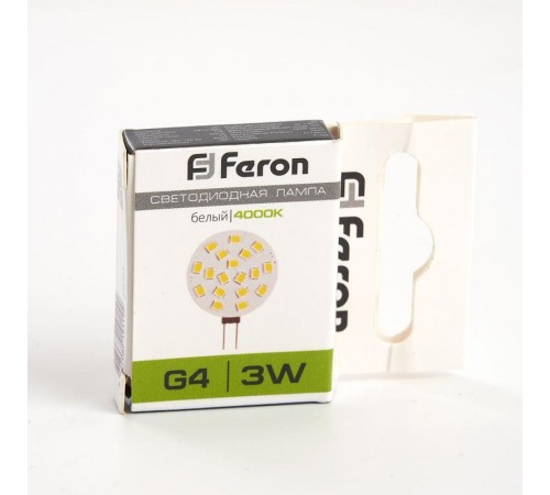 Лампа светодиодная LB-16 (3W) 12V G4 4000K, (для мебельных св-ков)  25093  FERON
