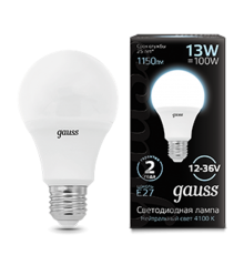 Лампа светодиодная низковольтная A60 AC12-36V 13W 1150lm 4100K E27 LED 1/10/100  202502213  Gauss