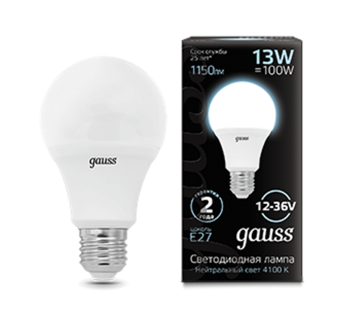 Лампа светодиодная низковольтная A60 AC12-36V 13W 1150lm 4100K E27 LED 1/10/100  202502213  Gauss
