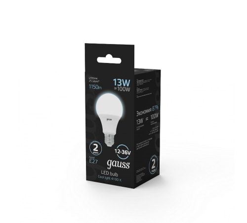 Лампа светодиодная низковольтная A60 AC12-36V 13W 1150lm 4100K E27 LED 1/10/100  202502213  Gauss