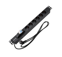 Блок распр. питания для 19" шкафов, горизонтальный, 6 розеток СЕЕ 7/4, 16A  04-0103-1  REXANT