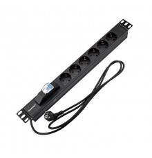 Блок распр. питания для 19" шкафов, горизонтальный, 6 розеток СЕЕ 7/4, 16A  04-0103-1  REXANT