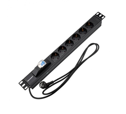 Блок распр. питания для 19" шкафов, горизонтальный, 6 розеток СЕЕ 7/4, 16A  04-0103-1  REXANT