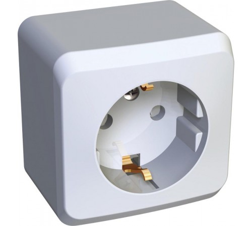 Этюд Белый О/У Розетка с заземлением со шторками  PA16-004B  SE