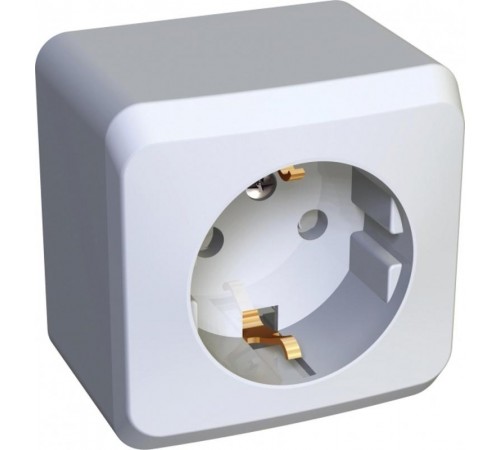 Этюд Белый О/У Розетка с заземлением со шторками  PA16-004B  SE