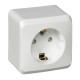 Этюд Белый О/У Розетка с заземлением со шторками  PA16-004B  SE