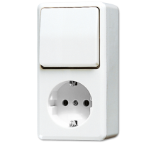 Штепсельная розетка SCHUKO для накладного монтажа с универсальным выключателем 676AWW Jung