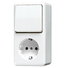 Штепсельная розетка SCHUKO для накладного монтажа с универсальным выключателем 676AWW Jung