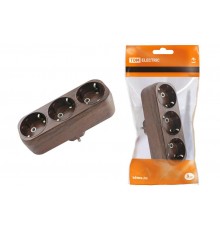 Блок на 3 гнезда 2П+З плоский 16А 250B "Эко" (бук)   SQ1806-0081  TDM