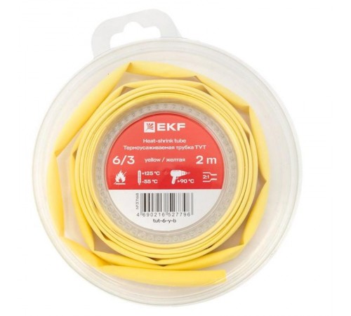 Термоусаживаемая трубка ТУТ нг 6/3 желтая ролик 2 м tut-6-y-bEKF