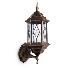 Светильник садово-парковый PL121 шестигранный на стену вверх 60W E27 230V,черное золото  11343  Feron