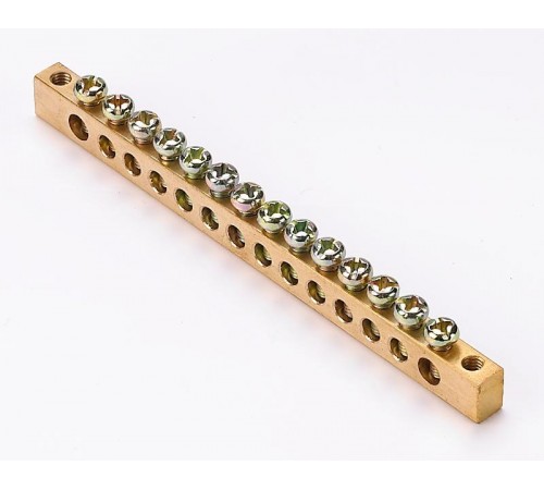 Шина нулевая 14 групп/крепеж по краям, сеч. 6x9  32004DEK  DEKraft