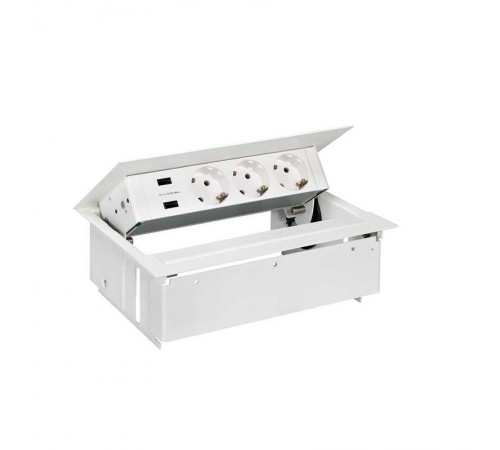 Врезной x4 розеточный блок, планка, 3x2P+E, 2xUSB з/у, белый, S400  45423000-130  Simon