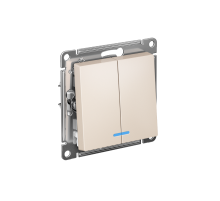 AtlasDesign Бежевый Выключатель 2-клавишный с подсветкой,сх.5а, 10АХ,механизм, быстрозажимные клеммы  ATN000253S  SE
