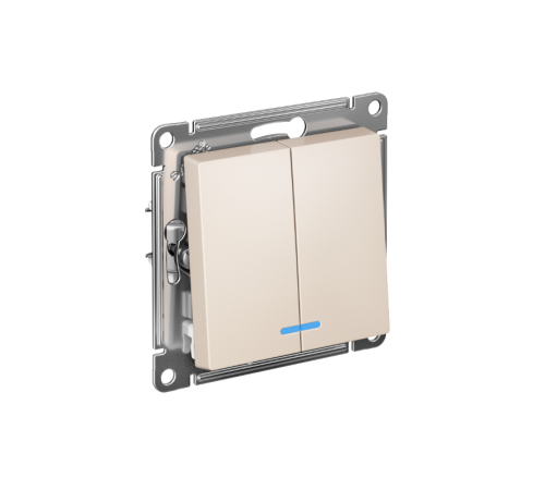 AtlasDesign Бежевый Выключатель 2-клавишный с подсветкой,сх.5а, 10АХ,механизм, быстрозажимные клеммы  ATN000253S  SE