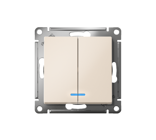 AtlasDesign Бежевый Выключатель 2-клавишный с подсветкой,сх.5а, 10АХ,механизм, быстрозажимные клеммы  ATN000253S  SE
