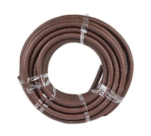 Труба гибкая гофрированная ПВХ 25мм с протяжкой (25м) темное дерево  tg-z-25d  EKF