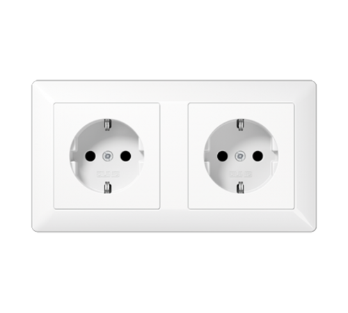 Механизм двух SCHUKO-розеток для кабель-каналов, монолит с рамкой AS1522BFWW Jung
