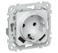 FLITE Розетка с заземлением со шторками 16А с USB A+A 3,1А РСЮша11-0-ФлЖ жемчуг  FI-R14-16-U21-D31-K36  IEK