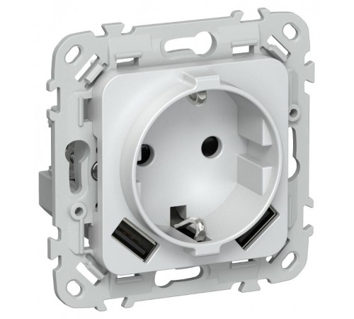 FLITE Розетка с заземлением со шторками 16А с USB A+A 3,1А РСЮша11-0-ФлЖ жемчуг  FI-R14-16-U21-D31-K36  IEK