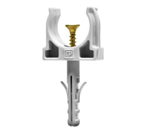 Крепеж-клипса с дюбелем и саморезом серая д20 (100шт/1200шт уп/кор)  PR13.0216  Промрукав