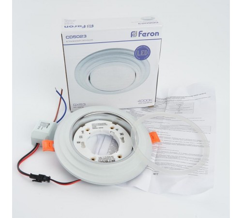Светильник встраиваемый с белой LED подсветкой CD5023 потолочный GX53 без лампы, прозрачный  40522  Feron