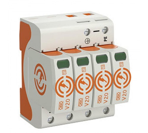 Устройства защиты от импульсных перенапряжений УЗИП для силовых сетей 4 пол. (Класс II), 385 В (V20-4-385)  5095194  OBO Bettermann