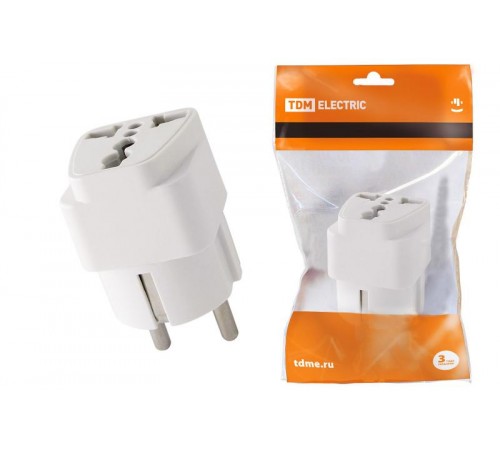 Адаптер универсальный с/з 16А 250В белый  SQ1806-0024  TDM