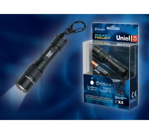 Фонарь-брелок offroad Premium "Compact fellow traveller"  P-KL025-B Black  алюм, 1 Nichia 0,5mm LED, 3.6V 70mAh Ni-MH в/к, черн  05147  Uniel