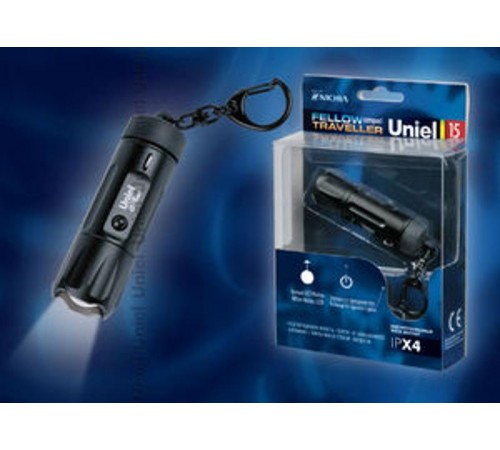 Фонарь-брелок offroad Premium "Compact fellow traveller"  P-KL025-B Black  алюм, 1 Nichia 0,5mm LED, 3.6V 70mAh Ni-MH в/к, черн  05147  Uniel