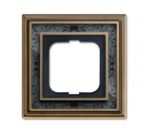 Рамка 1-постовая, серия Династия, Латунь античная, черная роспись  1754-0-4595   2CKA001754A4595  ABB
