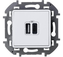 Inspiria Белый Устройство зарядное 2 местное с USB-разьемами A-C 240В/5В 3000мА С/У без рамки  673760  Legrand