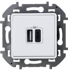 Inspiria Белый Устройство зарядное 2 местное с USB-разьемами A-C 240В/5В 3000мА С/У без рамки  673760  Legrand