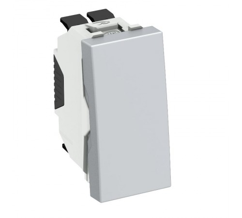 Переключатель одноклавишный 1-полюсный 10A 250В 0,5 модуля Modul45, 45х22,5 мм алюминиевый лак  6120924  OBO Bettermann