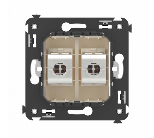 Компьютерная розетка RJ-45 без шторки в стену, кат.6А двойная экранированная, "Avanti", "Ванильная дымка"  4405774  DKC