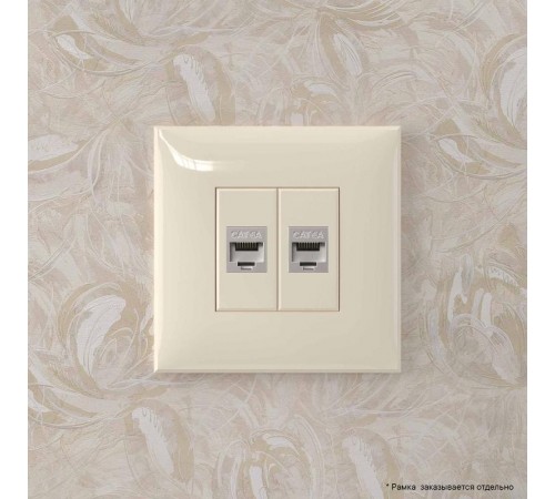 Компьютерная розетка RJ-45 без шторки в стену, кат.6А двойная экранированная, "Avanti", "Ванильная дымка"  4405774  DKC