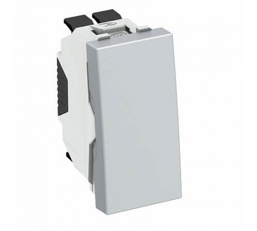 Переключатель одноклавишный 1-полюсный 10A 250В 0,5 модуля Modul45, 45х22,5 мм алюминиевый лак  6120924  OBO Bettermann