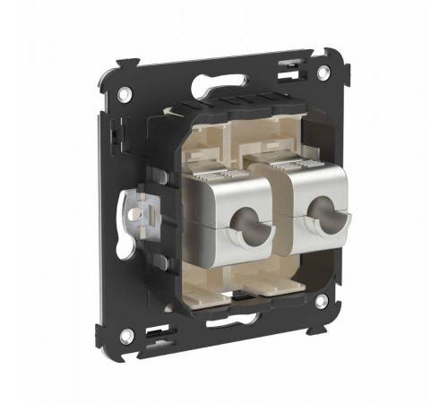 Компьютерная розетка RJ-45 без шторки в стену, кат.6А двойная экранированная, "Avanti", "Ванильная дымка"  4405774  DKC