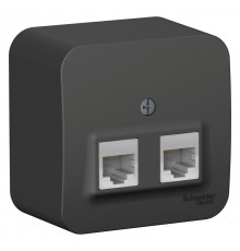 Blanca Антрацит О/У с изолирующей пластиной Розетка 2-ая компьютерная RJ45, кат.5E,  BLNIA045456  SE