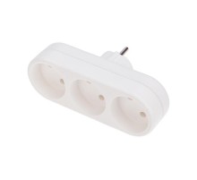 Тройник электрический линейный 6-10 А без заземления белый  11-1078  REXANT