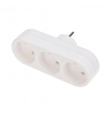 Тройник электрический линейный 6-10 А без заземления белый  11-1078  REXANT